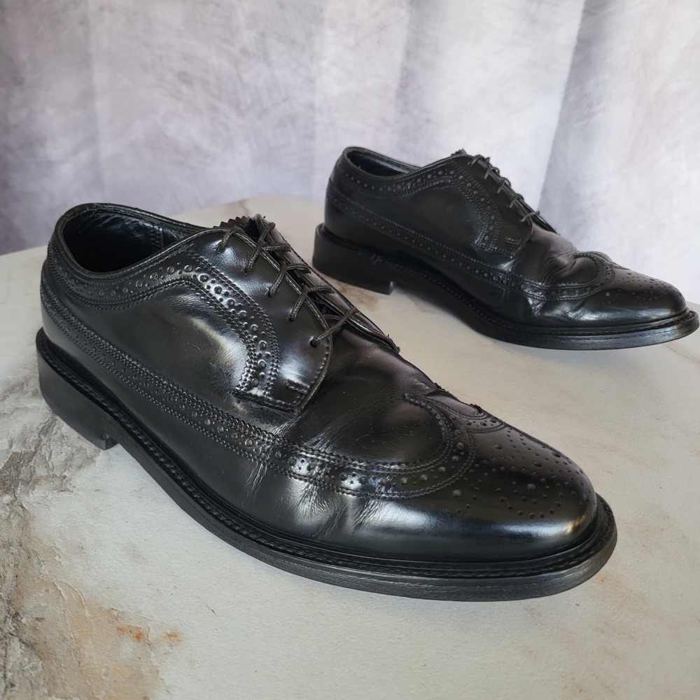 Florsheim Longwing Wingtip Derby Blutcher Men's Size 7 EEE Black
